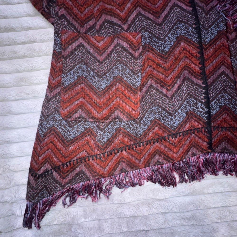 Anthro Hei Hei Mesilla Jacquard Fringe Hood Cardigan Oversized XS/S Western - Picture 8 of 16